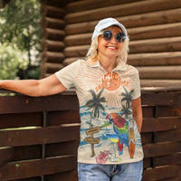 Personalized Christmas In July - Hawaii Retro Women Polo Shirt Lost In Parrot-dise