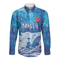 Norges Football WC2026 Custom Viking Rowing Long Sleeve Button Shirt Raging Waves