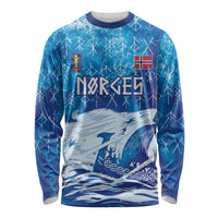 Norges Football WC2026 Custom Viking Rowing Long Sleeve Shirt Raging Waves