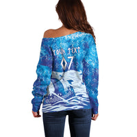 Norges Football WC2026 Custom Viking Rowing Off Shoulder Sweater Raging Waves