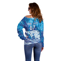 Norges Football WC2026 Custom Viking Rowing Off Shoulder Sweater Raging Waves
