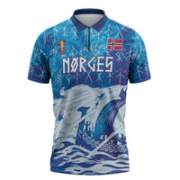 Norges Football WC2026 Custom Viking Rowing Zipper Polo Shirt Raging Waves