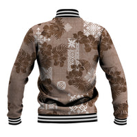 Vintage Hawaii Baseball Jacket Hibiscus Mix Hawaiian Quilt Patches - Brown LT7 - Wonder Print Shop