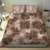 Vintage Hawaii Bedding Set Hibiscus Mix Hawaiian Quilt Patches - Brown LT7 - Wonder Print Shop
