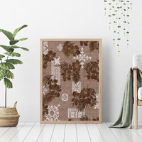 Vintage Hawaii Canvas Wall Art Hibiscus Mix Hawaiian Quilt Patches - Brown LT7 - Wonder Print Shop