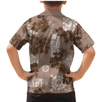 Vintage Hawaii Family Matching Mermaid Dress and Hawaiian Shirt Hibiscus Mix Hawaiian Quilt Patches - Brown LT7 - Wonder Print Shop