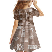 Vintage Hawaii Family Matching Mermaid Dress and Hawaiian Shirt Hibiscus Mix Hawaiian Quilt Patches - Brown LT7 - Wonder Print Shop