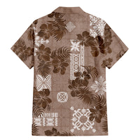 Vintage Hawaii Family Matching Mermaid Dress and Hawaiian Shirt Hibiscus Mix Hawaiian Quilt Patches - Brown LT7 - Wonder Print Shop
