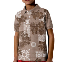 Vintage Hawaii Kid Polo Shirt Hibiscus Mix Hawaiian Quilt Patches - Brown - Wonder Print Shop