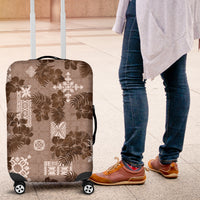 Vintage Hawaii Luggage Cover Hibiscus Mix Hawaiian Quilt Patches - Brown - Wonder Print Shop