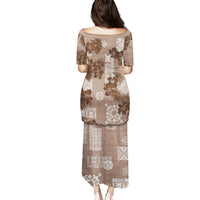 Vintage Hawaii Puletasi Hibiscus Mix Hawaiian Quilt Patches - Brown - Wonder Print Shop