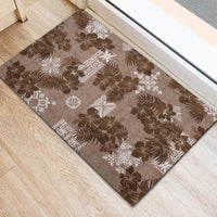 Vintage Hawaii Rubber Doormat Hibiscus Mix Hawaiian Quilt Patches - Brown - Wonder Print Shop