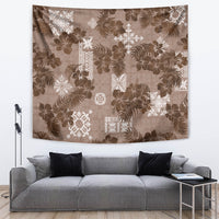 Vintage Hawaii Tapestry Hibiscus Mix Hawaiian Quilt Patches - Brown - Wonder Print Shop