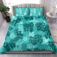 Vintage Hawaii Bedding Set Hibiscus Mix Hawaiian Quilt Patches - Teal LT7 - Wonder Print Shop