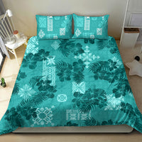 Vintage Hawaii Bedding Set Hibiscus Mix Hawaiian Quilt Patches - Teal LT7 - Wonder Print Shop