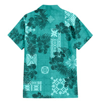 Vintage Hawaii Family Matching Mermaid Dress and Hawaiian Shirt Hibiscus Mix Hawaiian Quilt Patches - Teal LT7 - Wonder Print Shop