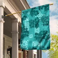 Vintage Hawaii Garden Flag Hibiscus Mix Hawaiian Quilt Patches - Teal - Wonder Print Shop