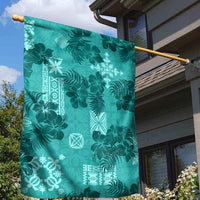 Vintage Hawaii Garden Flag Hibiscus Mix Hawaiian Quilt Patches - Teal - Wonder Print Shop