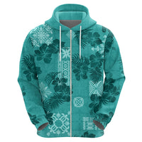Vintage Hawaii Hoodie Hibiscus Mix Hawaiian Quilt Patches - Teal - Wonder Print Shop
