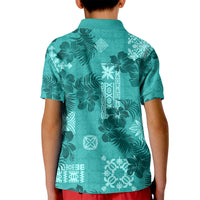 Vintage Hawaii Kid Polo Shirt Hibiscus Mix Hawaiian Quilt Patches - Teal - Wonder Print Shop