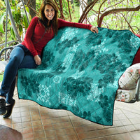 Vintage Hawaii Quilt Hibiscus Mix Hawaiian Quilt Patches - Teal - Wonder Print Shop