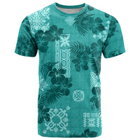 Vintage Hawaii T Shirt Hibiscus Mix Hawaiian Quilt Patches - Teal - Wonder Print Shop