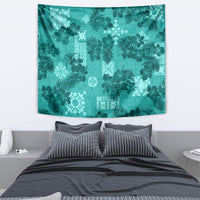 Vintage Hawaii Tapestry Hibiscus Mix Hawaiian Quilt Patches - Teal - Wonder Print Shop