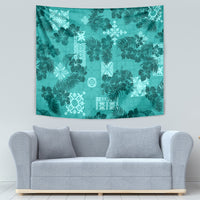 Vintage Hawaii Tapestry Hibiscus Mix Hawaiian Quilt Patches - Teal - Wonder Print Shop