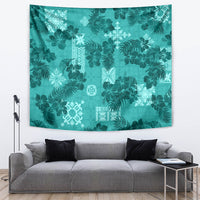 Vintage Hawaii Tapestry Hibiscus Mix Hawaiian Quilt Patches - Teal - Wonder Print Shop