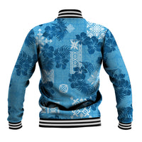 Hawaii Tapa Baseball Jacket Hibiscus Mix Hawaiian Quilt Patches - Blue LT7 - Wonder Print Shop