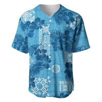 Hawaii Tapa Baseball Jersey Hibiscus Mix Hawaiian Quilt Patches - Blue LT7 - Wonder Print Shop