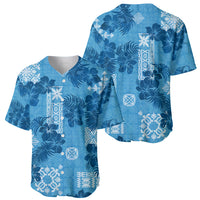 Hawaii Tapa Baseball Jersey Hibiscus Mix Hawaiian Quilt Patches - Blue LT7 - Wonder Print Shop