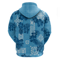 Hawaii Tapa Hoodie Hibiscus Mix Hawaiian Quilt Patches - Blue - Wonder Print Shop