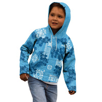 Hawaii Tapa Kid Hoodie Hibiscus Mix Hawaiian Quilt Patches - Blue - Wonder Print Shop
