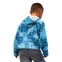 Hawaii Tapa Kid Hoodie Hibiscus Mix Hawaiian Quilt Patches - Blue - Wonder Print Shop