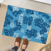 Hawaii Tapa Rubber Doormat Hibiscus Mix Hawaiian Quilt Patches - Blue - Wonder Print Shop