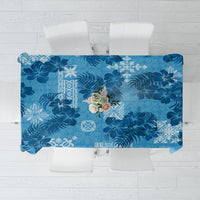 Hawaii Tapa Tablecloth Hibiscus Mix Hawaiian Quilt Patches - Blue - Wonder Print Shop