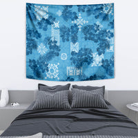 Hawaii Tapa Tapestry Hibiscus Mix Hawaiian Quilt Patches - Blue - Wonder Print Shop
