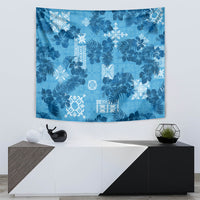 Hawaii Tapa Tapestry Hibiscus Mix Hawaiian Quilt Patches - Blue - Wonder Print Shop