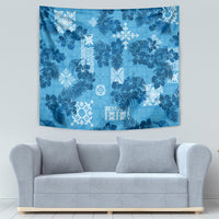 Hawaii Tapa Tapestry Hibiscus Mix Hawaiian Quilt Patches - Blue - Wonder Print Shop
