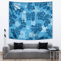 Hawaii Tapa Tapestry Hibiscus Mix Hawaiian Quilt Patches - Blue - Wonder Print Shop