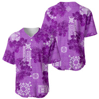 Hawaii Tapa Baseball Jersey Hibiscus Mix Hawaiian Quilt Patches - Violet LT7 - Wonder Print Shop