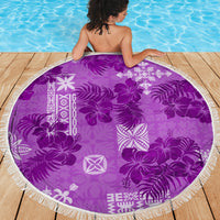 Hawaii Tapa Beach Blanket Hibiscus Mix Hawaiian Quilt Patches - Violet LT7 - Wonder Print Shop