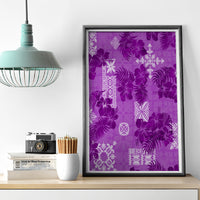 Hawaii Tapa Canvas Wall Art Hibiscus Mix Hawaiian Quilt Patches - Violet LT7 - Wonder Print Shop