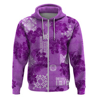 Hawaii Tapa Hoodie Hibiscus Mix Hawaiian Quilt Patches - Violet - Wonder Print Shop