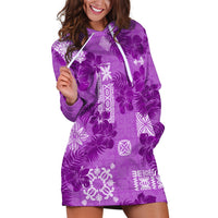 Hawaii Tapa Hoodie Dress Hibiscus Mix Hawaiian Quilt Patches - Violet - Wonder Print Shop