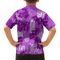 Hawaii Tapa Kid Hawaiian Shirt Hibiscus Mix Hawaiian Quilt Patches - Violet - Wonder Print Shop
