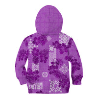 Hawaii Tapa Kid Hoodie Hibiscus Mix Hawaiian Quilt Patches - Violet - Wonder Print Shop