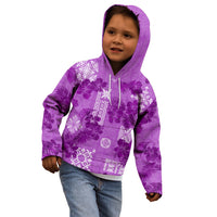 Hawaii Tapa Kid Hoodie Hibiscus Mix Hawaiian Quilt Patches - Violet - Wonder Print Shop