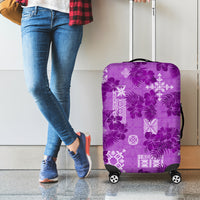 Hawaii Tapa Luggage Cover Hibiscus Mix Hawaiian Quilt Patches - Violet - Wonder Print Shop